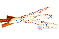 Chocolate Dipped Pretzels with USA Flag Colored Sprinkles Delivered