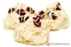 Coconut Macaroon’s Drizzled in White Chocolate & Topped with Cranberries
