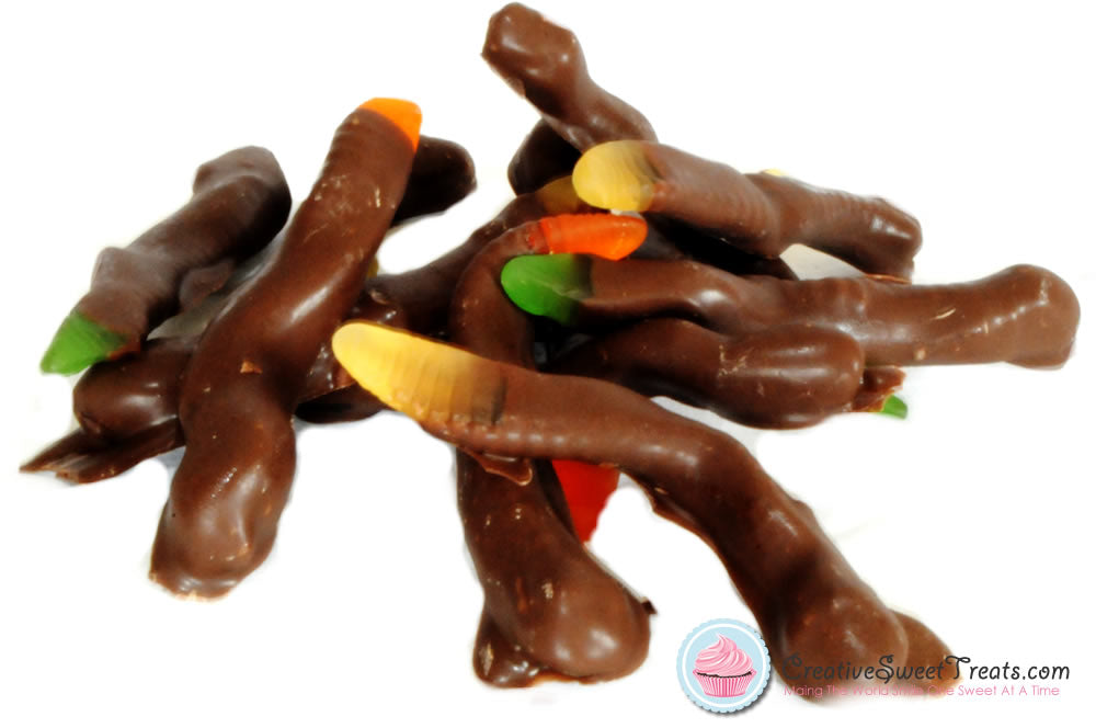 Chocolate Dipped Gummy Worms Delivered