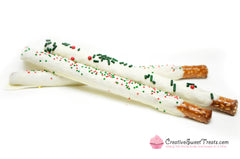 Christmas White Chocolate Dipped Pretzel Rods Delivered