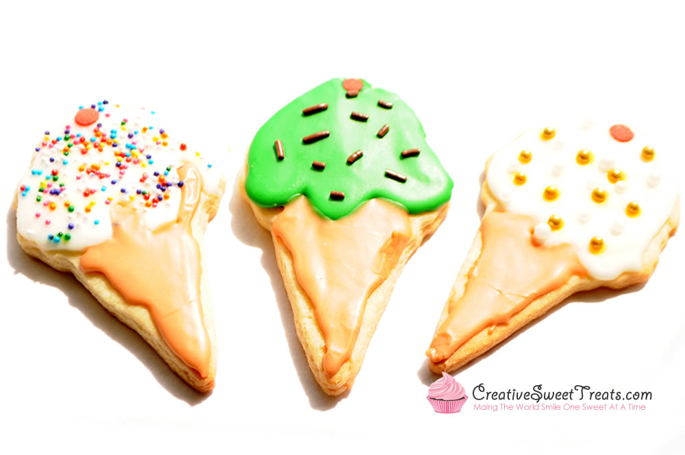 Ice Cream Cone Shaped Sugar Cookies Delivered