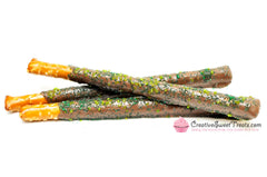 St. Patrick's Day Pretzel Rods Dipped In Milk Chocolate